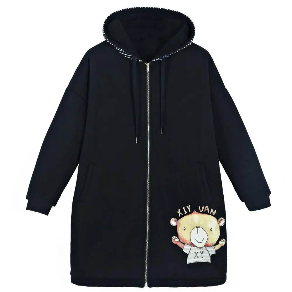 Winter Fashion Women Large Size Cartoon Print Zip Up Long Sleeve Hooded Coat Female Korea Style Fleece Thick Loose Casual Jacket
Winter Fashion Women Large Size Cartoon Print Zip Up Long Sleeve Hooded Coat Female Korea Style Fleece Thick Loose Casual Jacket