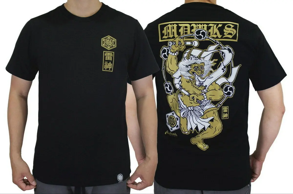 Мужская футболка MADWORKS Raijin Fujin yakвыдза японское искусство уличный стиль #