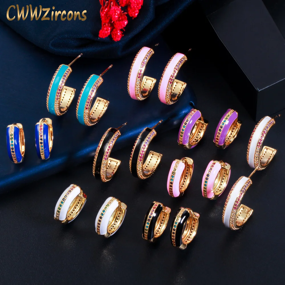 CWWZircons Round Circle Enamel Multicolor Cubic Zirconia Designer Small Hoop Earrings for Women Gold Color Jewelry Gifts CZ817
CWWZircons Round Circle Enamel Multicolor Cubic Zirconia Designer Small Hoop Earrings for Women Gold Color Jewelry Gifts CZ817
