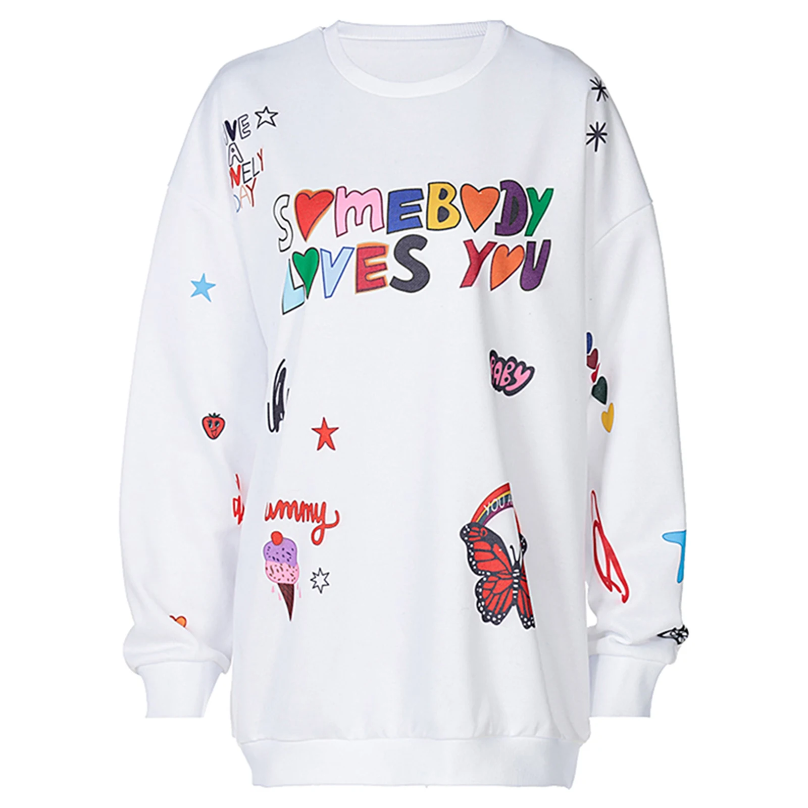Women’s Casual Long Sleeve Sweater Colorful Letter Butterfly Printing Pullover Sweatshirt
Women’s Casual Long Sleeve Sweater Colorful Letter Butterfly Printing Pullover Sweatshirt