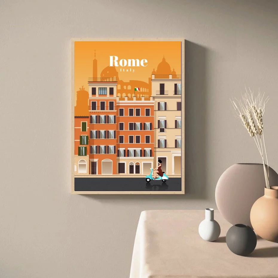 

Рим, постер с Италией, домашнее настенное искусство, офисное настенное украшение, постер с картой штата, без рамки