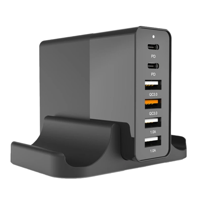 

Многофункциональная зарядка через USB станция 75 Вт с USB-C PD, 6-Порты и разъёмы для быстрой зарядки с usb-портом, Зарядное устройство адаптер для с...