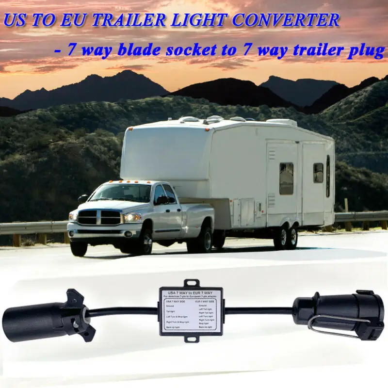 Trailer Light Converter USA To EU Trailer Light Converter US 7-Way Blade Socket To EU 7-Pin Round Plug
Trailer Light Converter USA To EU Trailer Light Converter US 7-Way Blade Socket To EU 7-Pin Round Plug