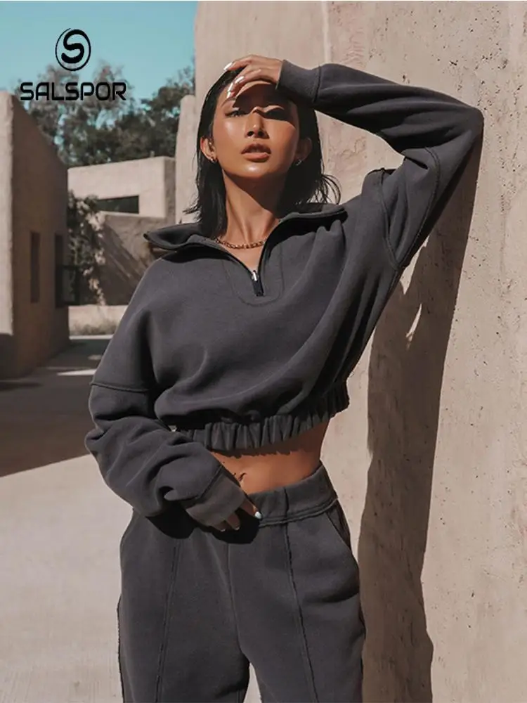 Спортивный костюм SALAPOR женский из двух предметов, повседневный свитшот, укороченный топ, комплект одежды 
Спортивный костюм SALAPOR женский из двух предметов, повседневный свитшот, укороченный топ, комплект одежды