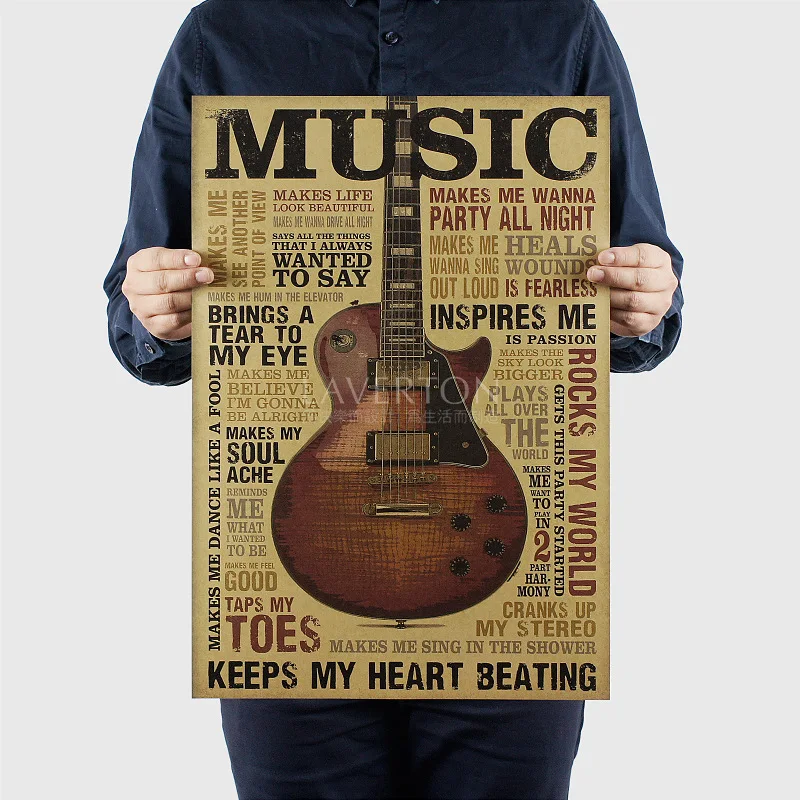 Music guitar classic nostalgic retro kraft paper poster decorative painting core 51.5x36cm
Music guitar classic nostalgic retro kraft paper poster decorative painting core 51.5x36cm