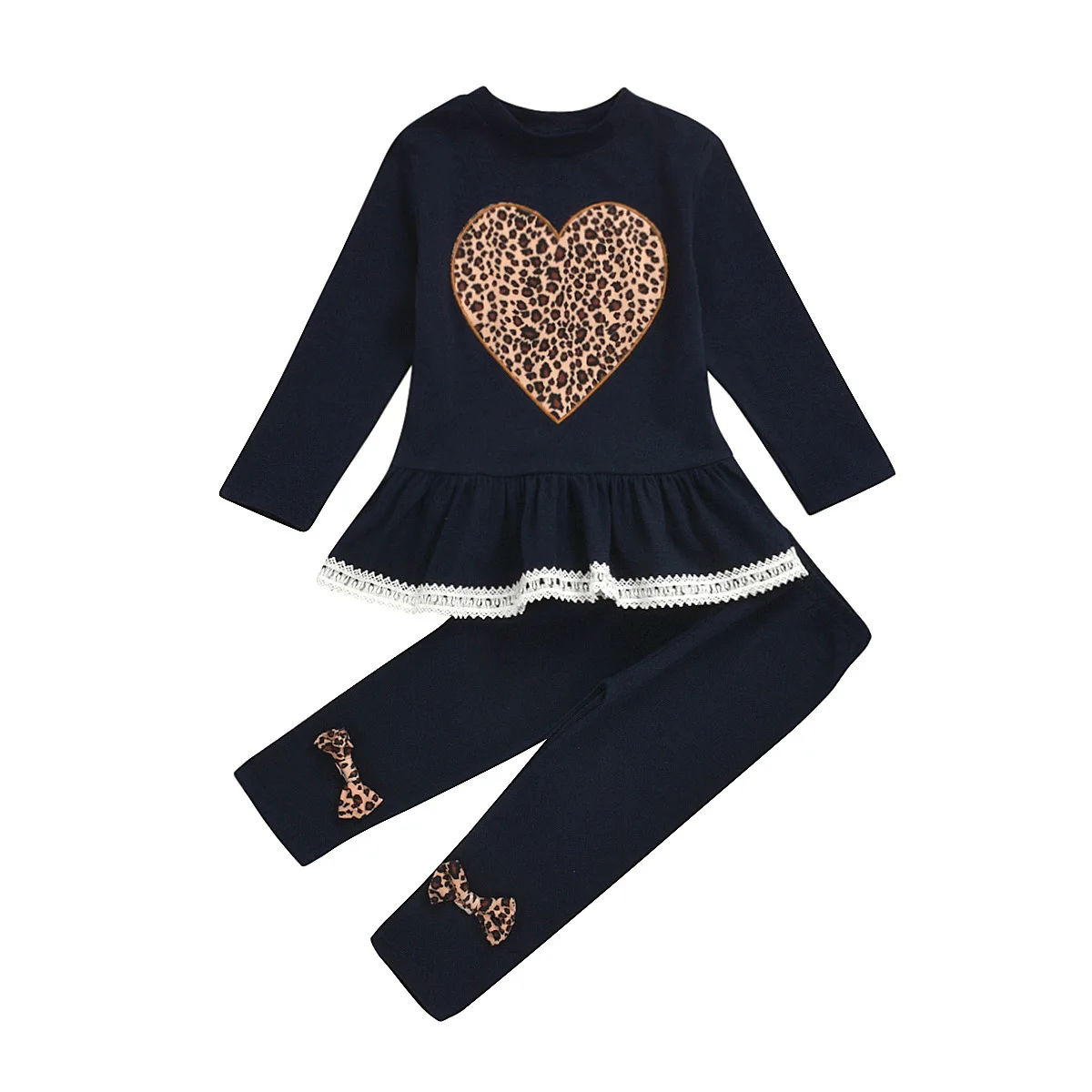 Girls Spring Autumn Clothes Sets Kids Leopard Love Lace T-shirt & Bow Trousers Two-piece Casual Clothing Suit Girls Clothes
Girls Spring Autumn Clothes Sets Kids Leopard Love Lace T-shirt & Bow Trousers Two-piece Casual Clothing Suit Girls Clothes
