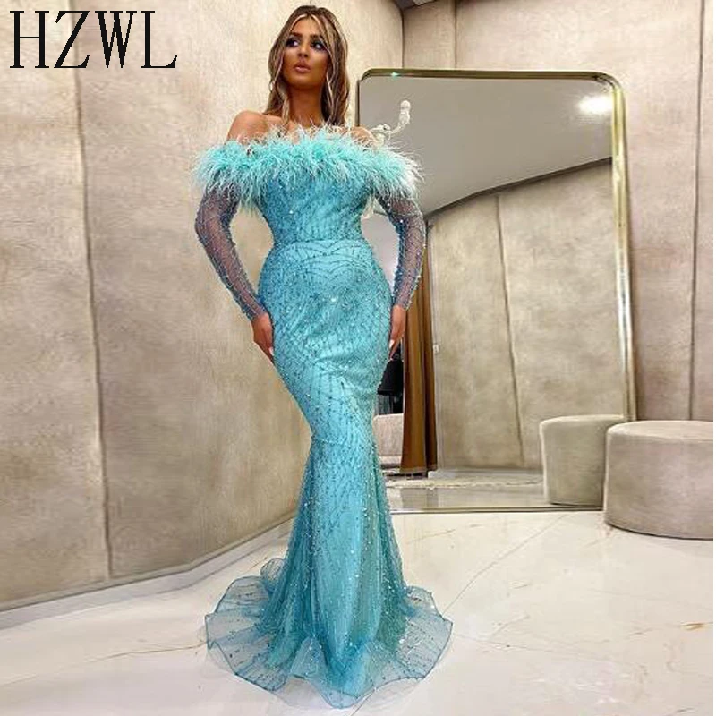 Fall Trends Blue Beading Mermaid Evening Dresses Boat Neck Feather Arabian Robe Illusion Long Sleeve Prom Gowns вечерние платья
Fall Trends Blue Beading Mermaid Evening Dresses Boat Neck Feather Arabian Robe Illusion Long Sleeve Prom Gowns вечерние платья