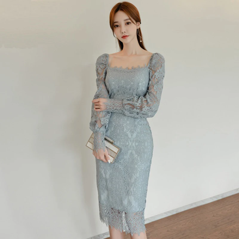 Women's Autumn Long Sleeve Sexy Elegant OL Lace Dress Office Lady Evening Party Slim Bodycon Sheath Pencil Dresses Work Vestidos 
Women's Autumn Long Sleeve Sexy Elegant OL Lace Dress Office Lady Evening Party Slim Bodycon Sheath Pencil Dresses Work Vestidos