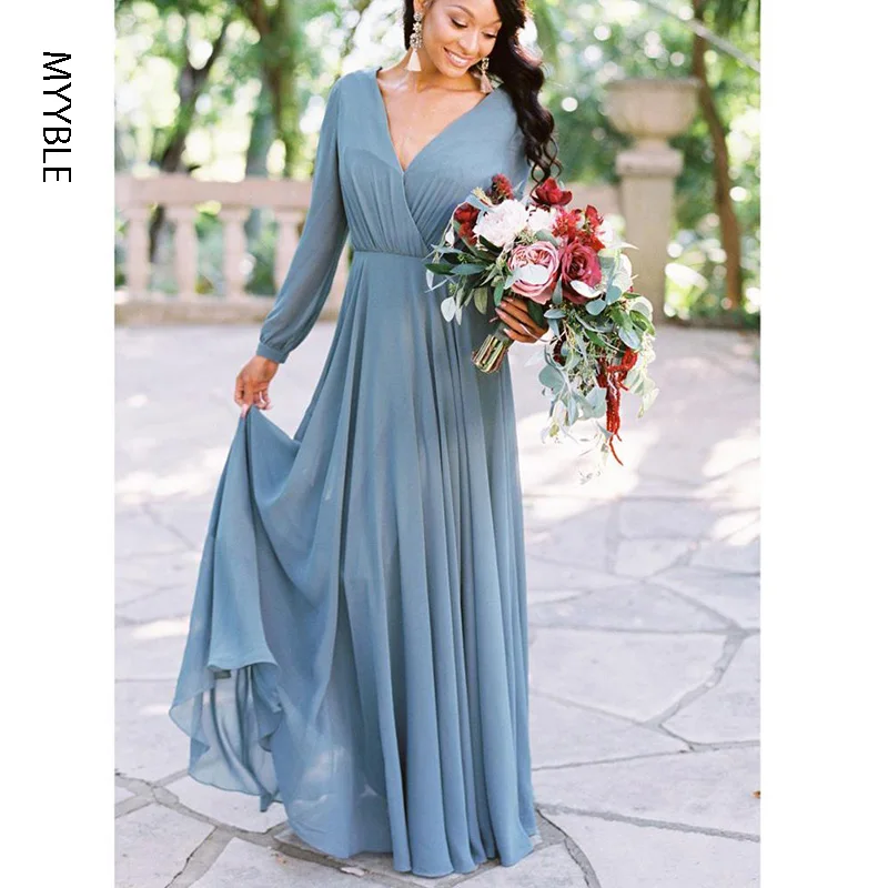 MYYBLE Excellent Pale blue Deep V-neck Long Sleeves Full-Length dress wedding guest bridesmaid dresses dress for wedding party
MYYBLE Excellent Pale blue Deep V-neck Long Sleeves Full-Length dress wedding guest bridesmaid dresses dress for wedding party