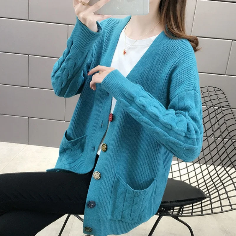 Spring Autumn New Loose Solid Color Knitted Cardigan Women Sweater 2020 Long Sleeve Single-breasted Sweater Cardigan Jacket Y427 
Spring Autumn New Loose Solid Color Knitted Cardigan Women Sweater 2020 Long Sleeve Single-breasted Sweater Cardigan Jacket Y427