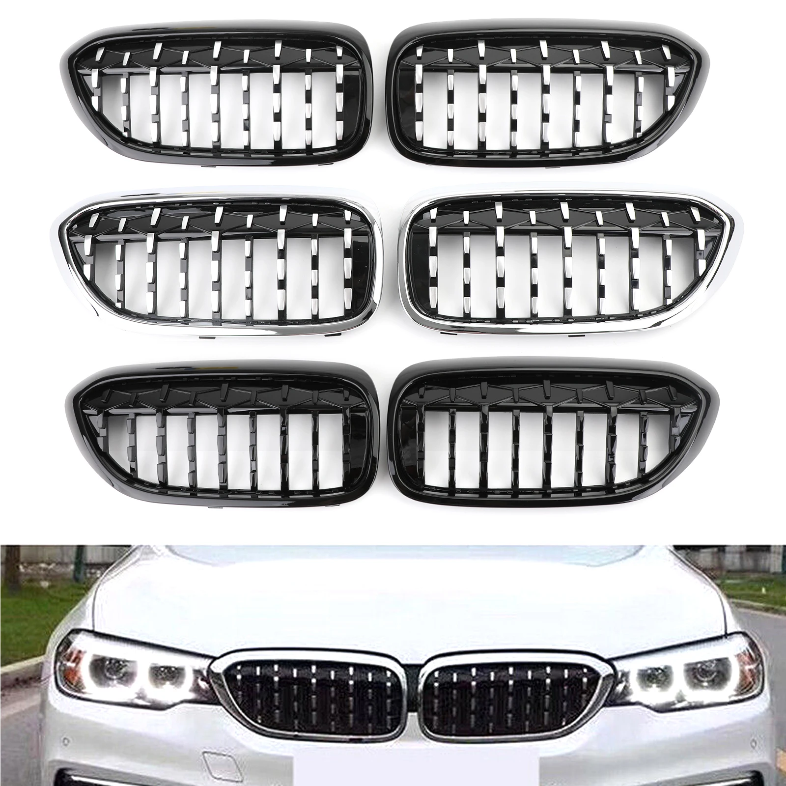 Topteng New 1 Pair Diamond Style Front Grill Fit For BMW 5 Series G30 G38 2017-2019 Front Kidney Grille Car Accessories
Topteng New 1 Pair Diamond Style Front Grill Fit For BMW 5 Series G30 G38 2017-2019 Front Kidney Grille Car Accessories