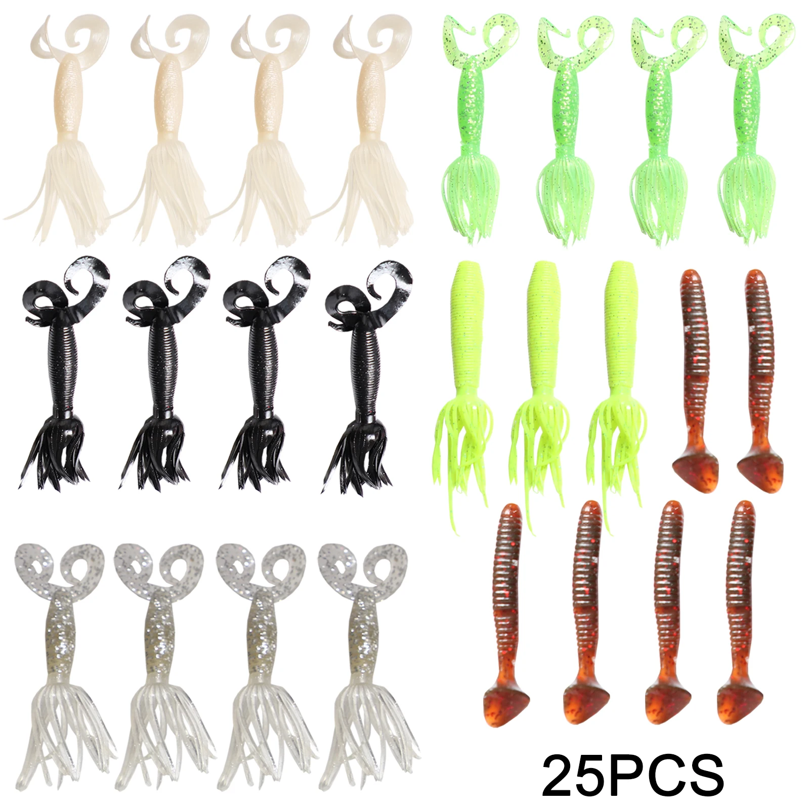 25pcs Fishing Soft Artificial Baits Set with Clear Plastic Box Laser Bait Fish Soft Wobbler Lures for Fishing Tackle Accessories
25pcs Fishing Soft Artificial Baits Set with Clear Plastic Box Laser Bait Fish Soft Wobbler Lures for Fishing Tackle Accessories
