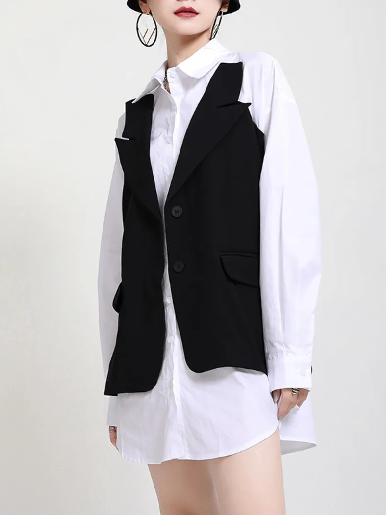 2021 Spring And Autumn Contrast Shirt Female Fake Two Dark Wind Loose Fashion Black White Shirt Skirt Autumn Winter Blouses
2021 Spring And Autumn Contrast Shirt Female Fake Two Dark Wind Loose Fashion Black White Shirt Skirt Autumn Winter Blouses
