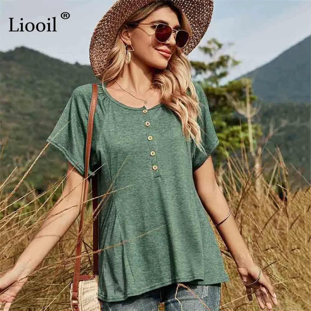 Liooil Sexy Button Up T Shirts Summer Tops Womens Clothing 2022 Short Sleeve Tees Streetwear O Neck Green Basic Baggy Shirt Tops
Liooil Sexy Button Up T Shirts Summer Tops Womens Clothing 2022 Short Sleeve Tees Streetwear O Neck Green Basic Baggy Shirt Tops