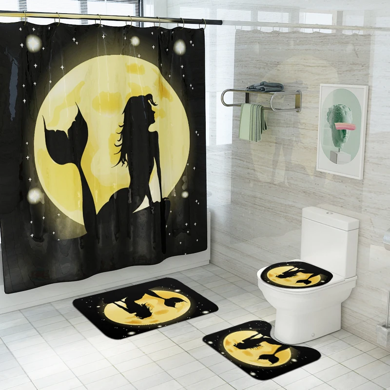 Mermaid Waterproof Shower Curtain Polyester Print Bathroom Non-slip Absorbent Bath Mat Toilet Cover Rug Floor Mat Home Set
Mermaid Waterproof Shower Curtain Polyester Print Bathroom Non-slip Absorbent Bath Mat Toilet Cover Rug Floor Mat Home Set
