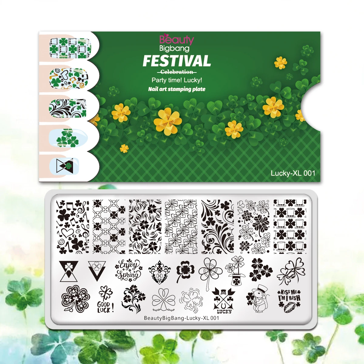 BeautyBigBang Nail Stamping Plate Rectangle Patrick Day Green Four-leaf Clover Lucky Theme Nail Art Accessories Stencil Template
BeautyBigBang Nail Stamping Plate Rectangle Patrick Day Green Four-leaf Clover Lucky Theme Nail Art Accessories Stencil Template