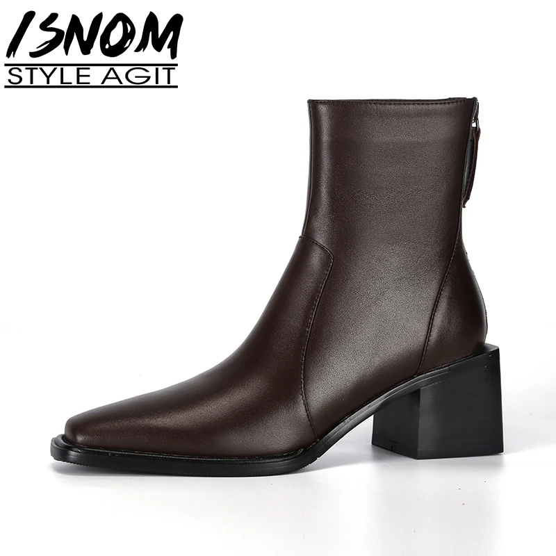 ISNOM Winter New Women Square Toe Mid Thick Heel Ankle Boots Back Zipper Slipped Block Genuine Leather Fashion Shoes
ISNOM Winter New Women Square Toe Mid Thick Heel Ankle Boots Back Zipper Slipped Block Genuine Leather Fashion Shoes
