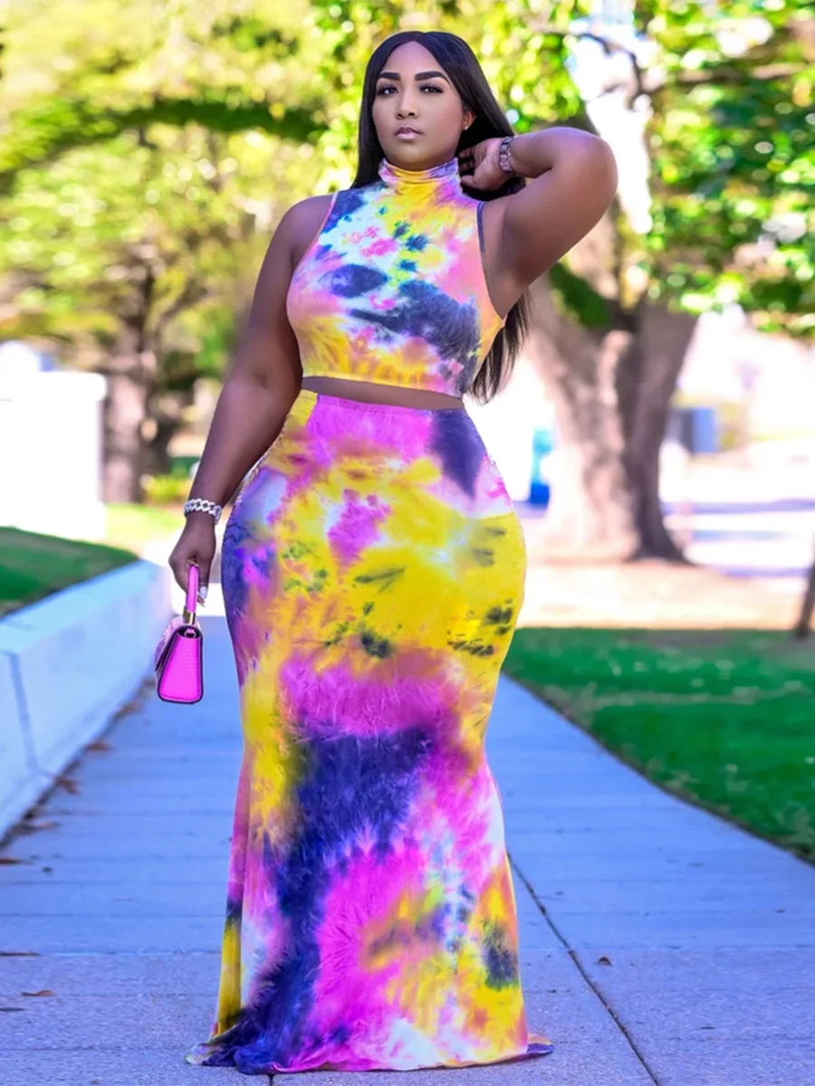 XL-5XL Plus Size Sets Women Clothing Summer 2021 Sexy Tie Dye Sleeveless Top And Long Skirt 2 Two piece set dress suit Wholesale
XL-5XL Plus Size Sets Women Clothing Summer 2021 Sexy Tie Dye Sleeveless Top And Long Skirt 2 Two piece set dress suit Wholesale