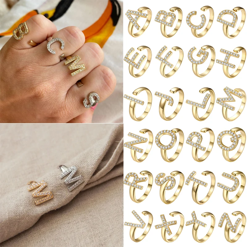 CRMYA Trendy Gold Silver Plated Pave Cubic Zirconia A-Z Letter Rings For Women Men Initials Name Alphabet Creative Finger Rings
CRMYA Trendy Gold Silver Plated Pave Cubic Zirconia A-Z Letter Rings For Women Men Initials Name Alphabet Creative Finger Rings