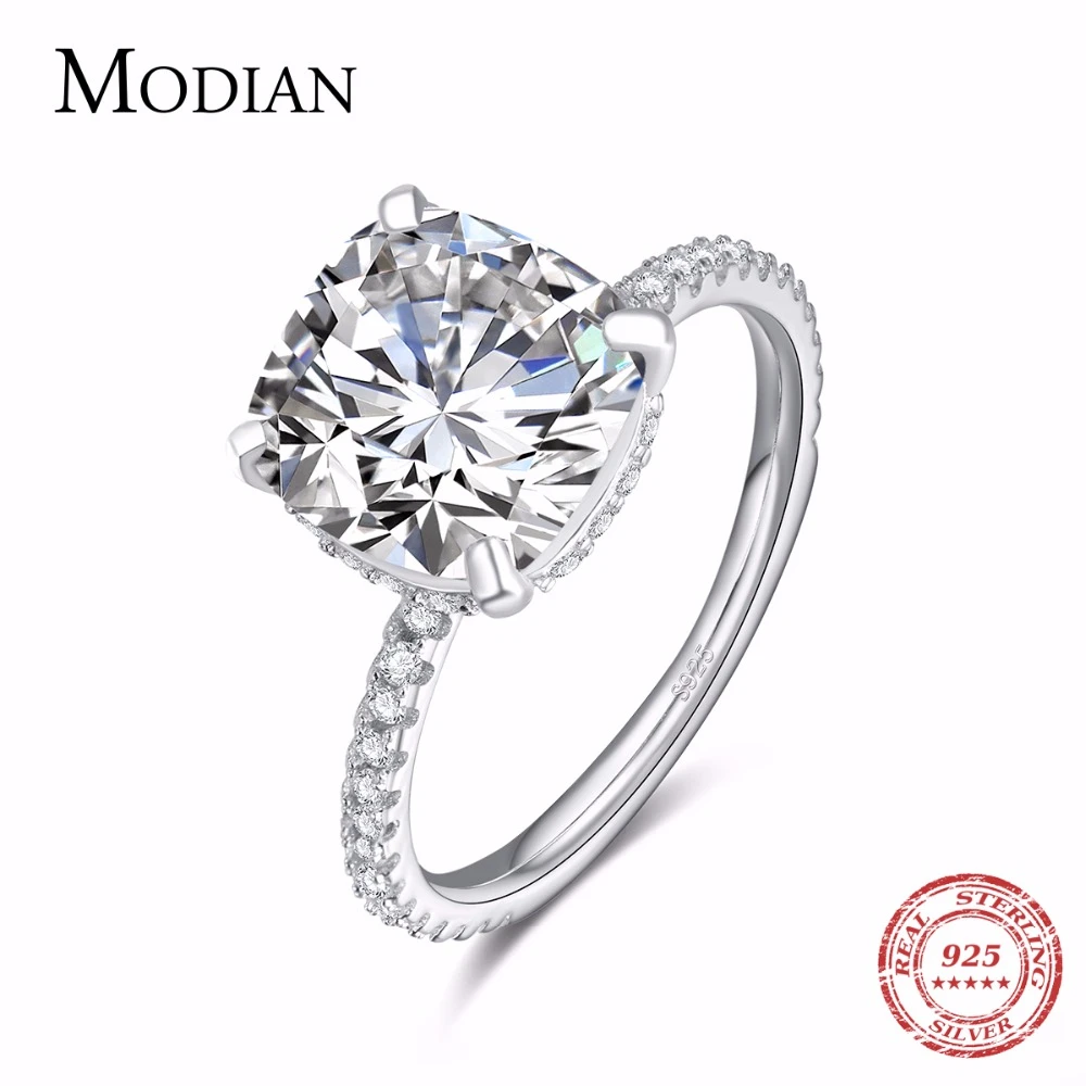 Modian Роскошная натуральная 925 Серебряное кольцо классический 4CT 10 сердца стрелы с
