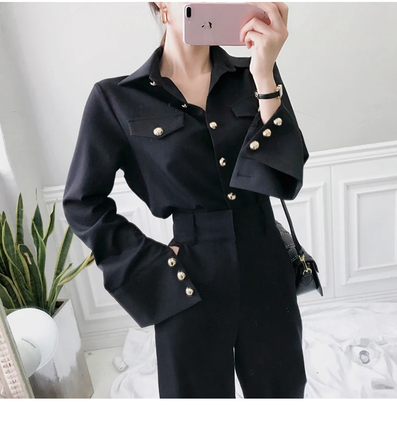 2020 Autumn Elegant Business Office Work OL Style 2 Pieces Set Black Single Breasted Blouse and High Waist Full Pants
2020 Autumn Elegant Business Office Work OL Style 2 Pieces Set Black Single Breasted Blouse and High Waist Full Pants