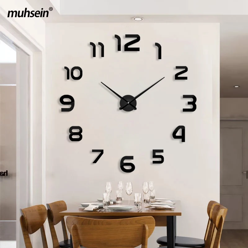 

Muhsein Modern Wall Clock 3D Numerals Clock Large Size DIY Wall Sticker Clock Home Decor Clocks Mute Quartz Watch Free Shipping
