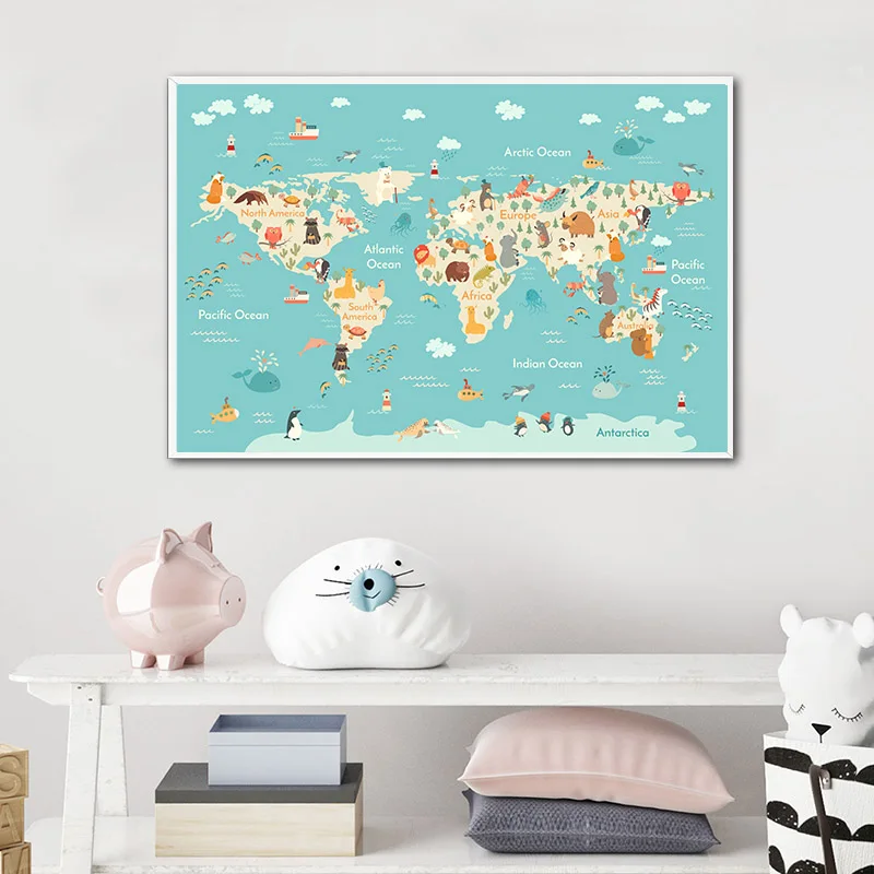 Cartoon Animal Ocean World Map Child Poster Nursery Canvas Print Baby Kid Bedroom Decor Enlightenment Wall Art Picture Painting
Cartoon Animal Ocean World Map Child Poster Nursery Canvas Print Baby Kid Bedroom Decor Enlightenment Wall Art Picture Painting