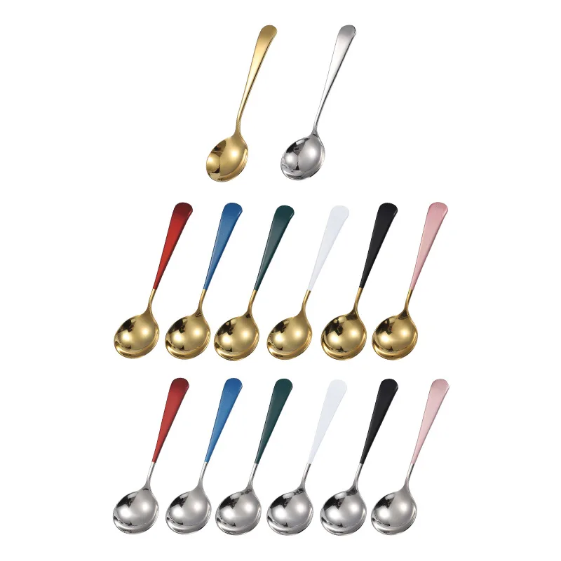 Stitching color Stainless Steel Serving Round Shape Spoon Coffee Scoops Ice Cream Dessert Tea Spoon Tableware Kitchen Cafe Tools
Stitching color Stainless Steel Serving Round Shape Spoon Coffee Scoops Ice Cream Dessert Tea Spoon Tableware Kitchen Cafe Tools