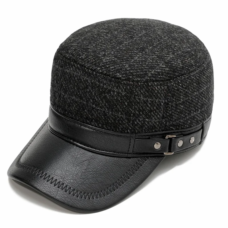 High Quality PU Faux Leather Bomber Earmuffs Hats 2019 New Winter Warm Thicken Flat Cap Cashmere Striped Adjustable Men Caps
High Quality PU Faux Leather Bomber Earmuffs Hats 2019 New Winter Warm Thicken Flat Cap Cashmere Striped Adjustable Men Caps