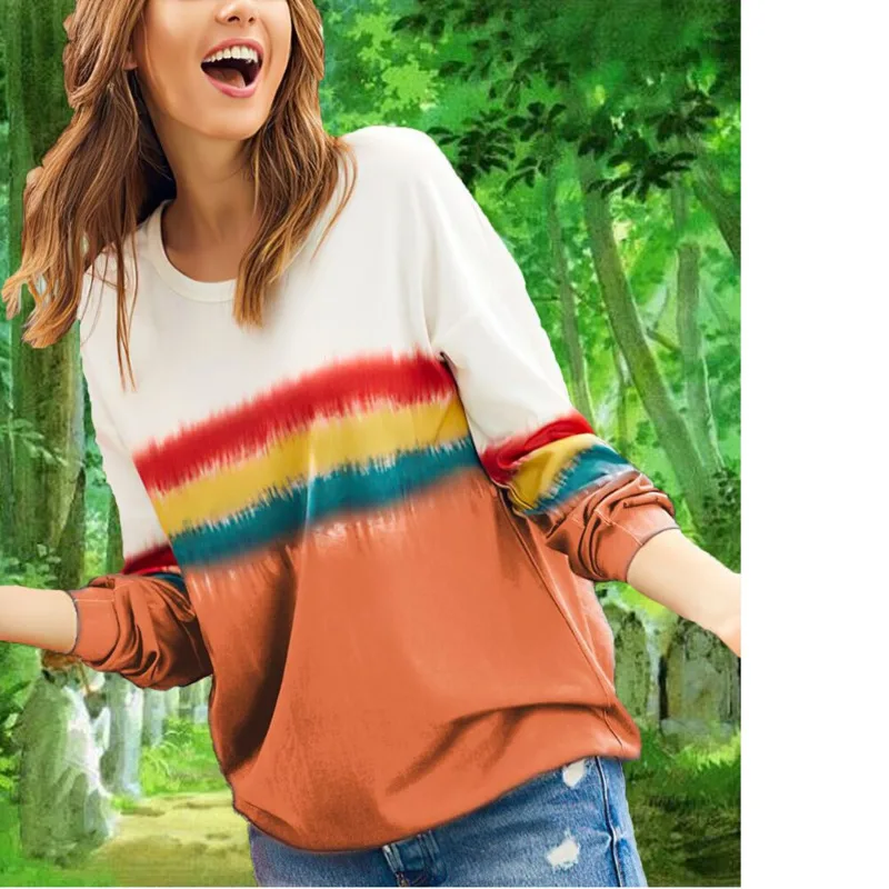 Autumn Women Round Neck Gradual Change Color Printing Sweatshirt Long Sleeve Casual Harajuku Hoodies Moletom Feminino Ey*
Autumn Women Round Neck Gradual Change Color Printing Sweatshirt Long Sleeve Casual Harajuku Hoodies Moletom Feminino Ey*