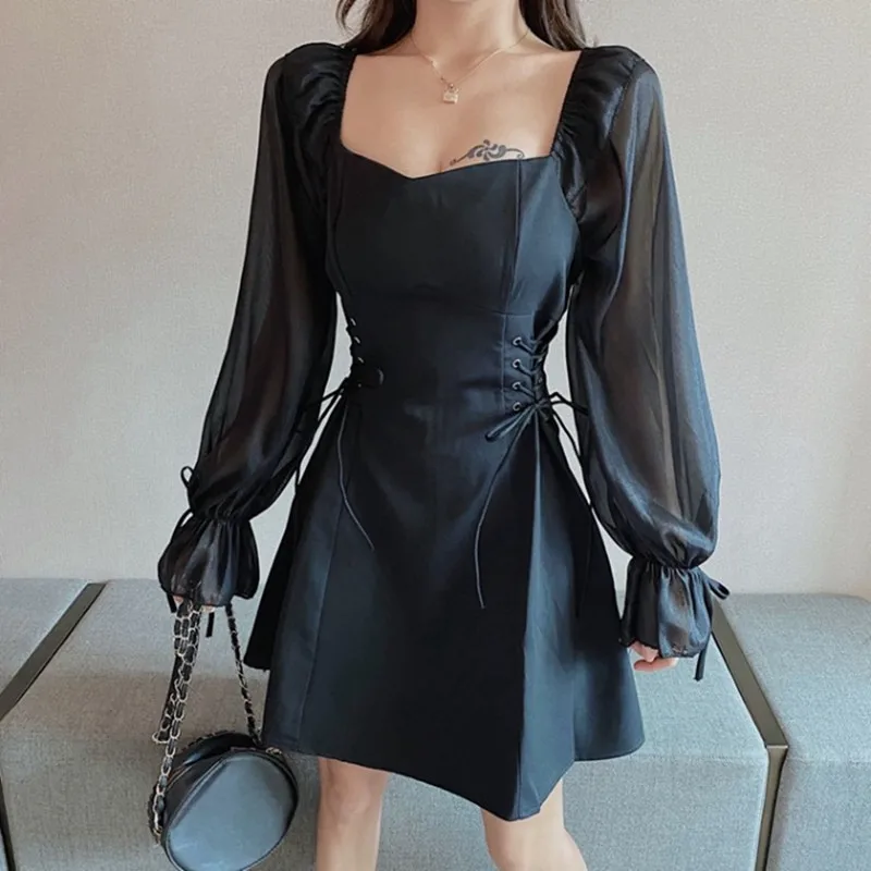 French Temperament Bandage Temperament Waist Dress Spring and Autumn New Style Thin Trumpet Sleeve Goddess Fan Black Skirt Tide
French Temperament Bandage Temperament Waist Dress Spring and Autumn New Style Thin Trumpet Sleeve Goddess Fan Black Skirt Tide