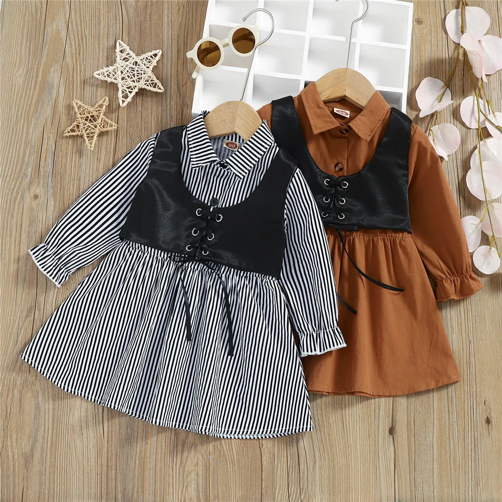 Fashion Baby Girl Dress And Vest Children's Sets Kid Stripe/Solid Color Long Sleeve High Waist A-Line Dress Spring Autumn 2021
Fashion Baby Girl Dress And Vest Children's Sets Kid Stripe/Solid Color Long Sleeve High Waist A-Line Dress Spring Autumn 2021