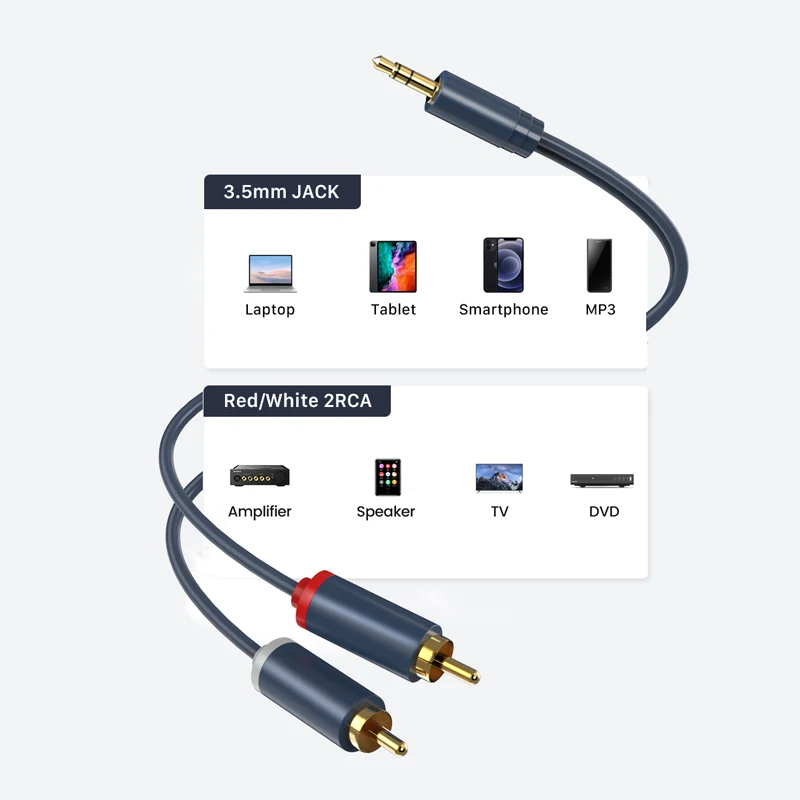 Aux-кабель CABLETIME со штекером 3 5 мм на штекер 2RCA стерео аудио разветвитель адаптер
