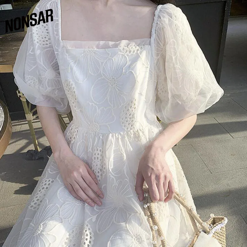 NONSAR Soda Ladies French Dress White Puff Sleeve Square Neck Dress Summer 2021 New Korean Version
NONSAR Soda Ladies French Dress White Puff Sleeve Square Neck Dress Summer 2021 New Korean Version