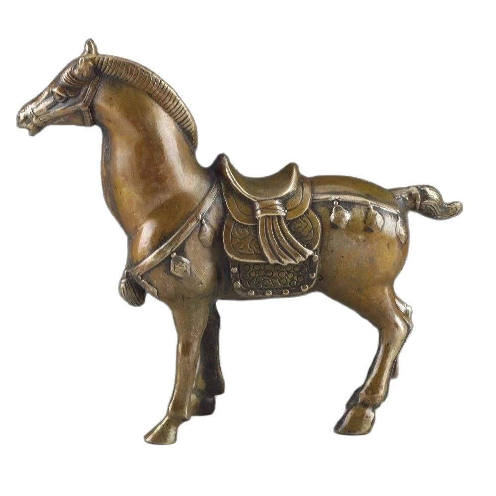 

China's rare copper old manual hammer the statue of horse Toward a sign of success metal handicraft