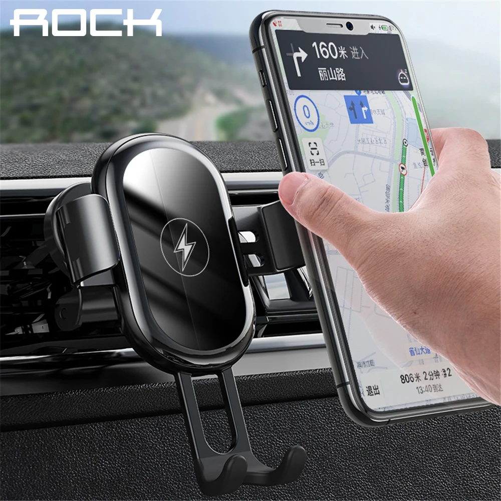 15 Вт Qi Беспроводное зарядное устройство Автомобильный держатель ROCK для iPhone 12 Pro