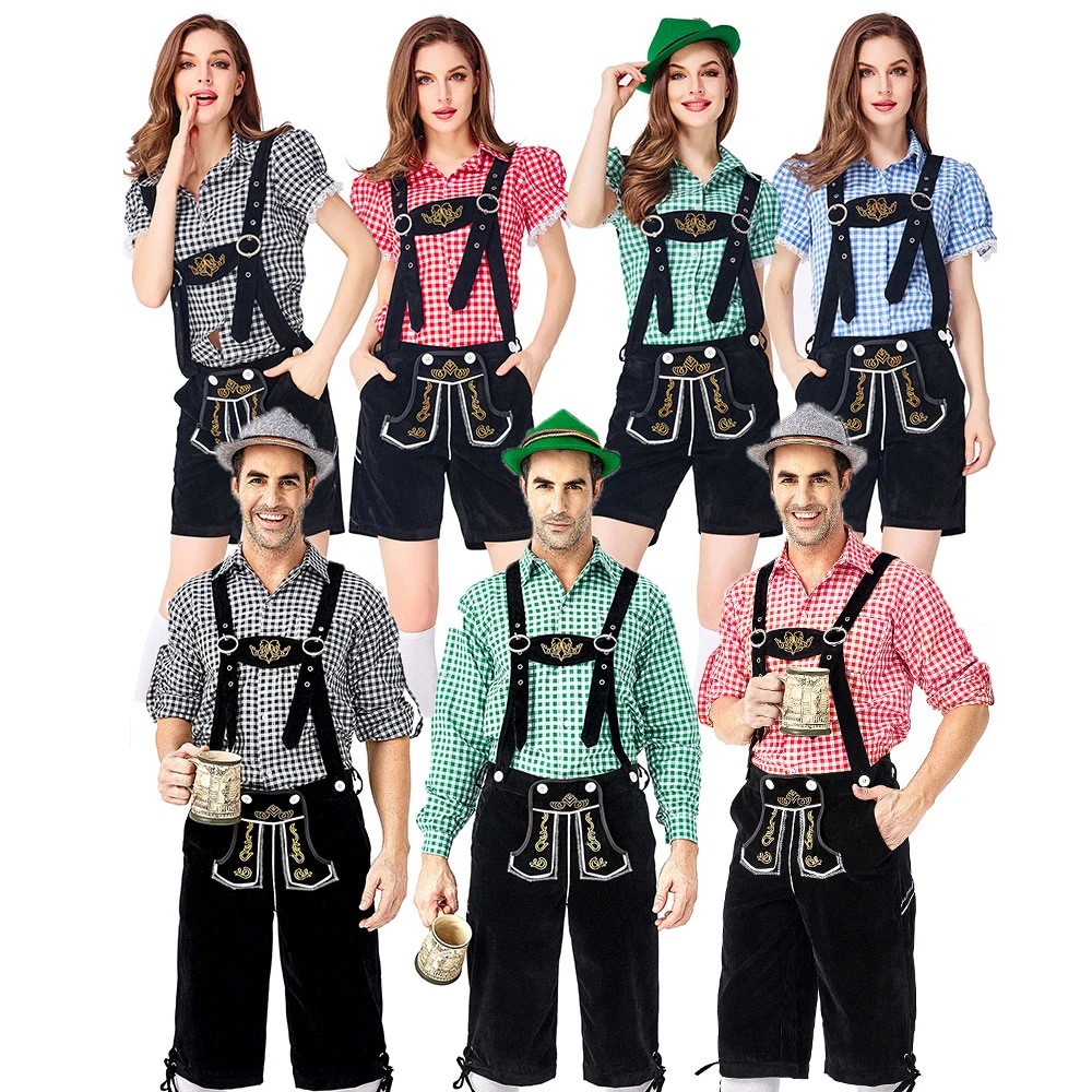 Umorden Fantasia взрослые костюмы Октоберфест Lederhosen для женщин мужчин пар Хэллоуин