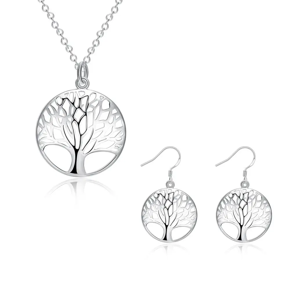 Wisdom Tree Necklace Earring Set 925 Sterling Silver Tree of Life Pendant Necklace and Earrings Christmas Gifts 2pcs Jewelry Set 
Wisdom Tree Necklace Earring Set 925 Sterling Silver Tree of Life Pendant Necklace and Earrings Christmas Gifts 2pcs Jewelry Set