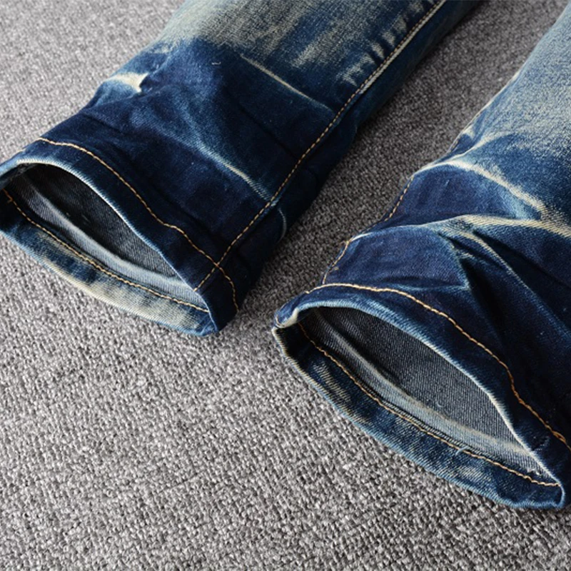 Men's Patchwork Tie and Dye Skinny Jeans Streetwear Holes Ripped Stretch Denim Pencil Pants Patch Trousers
Men's Patchwork Tie and Dye Skinny Jeans Streetwear Holes Ripped Stretch Denim Pencil Pants Patch Trousers