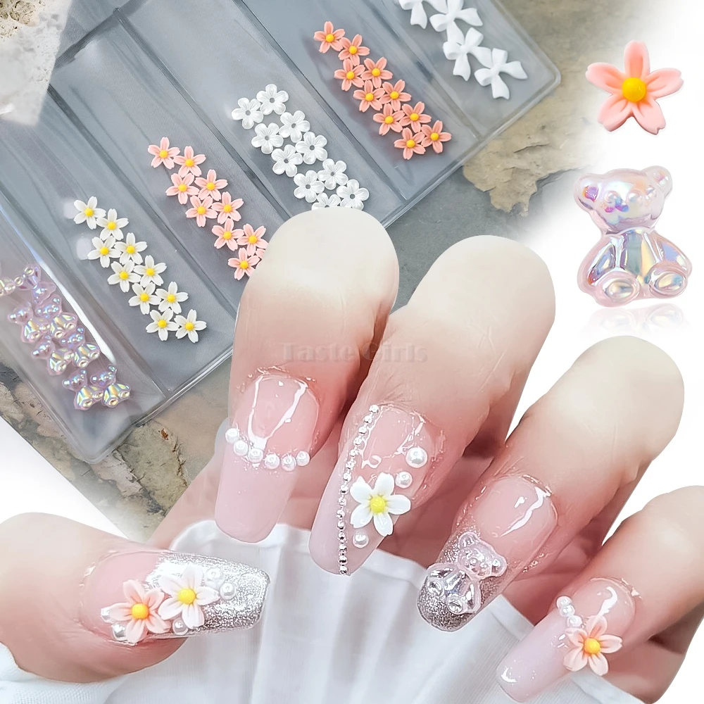 54PCS Beauty Quietly Elegant 3D Flower Aurora Bear White Bowknot Ornaments Arylic Nail Art Rhinestone Manicure Decorations Set
54PCS Beauty Quietly Elegant 3D Flower Aurora Bear White Bowknot Ornaments Arylic Nail Art Rhinestone Manicure Decorations Set