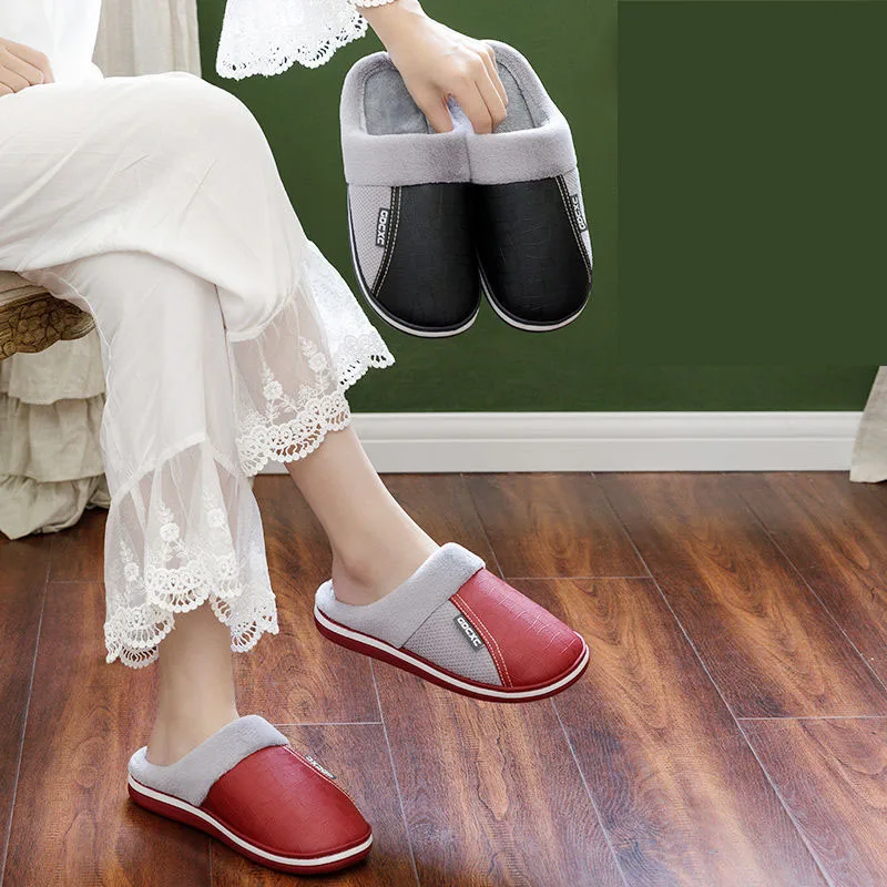 Winter slippers men large size soft non-slip warm home slippers for men plush waterproof leather slippers 2020 new
Winter slippers men large size soft non-slip warm home slippers for men plush waterproof leather slippers 2020 new