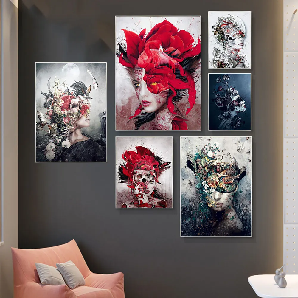 Woman Face Creative Canvas Wall Art Painting and Animal Flower Skull Fusion Posters HD Print for Living Room Home Decor Picture
Woman Face Creative Canvas Wall Art Painting and Animal Flower Skull Fusion Posters HD Print for Living Room Home Decor Picture