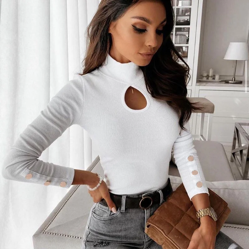 Aushiya Autumn Hollow Out Rib Knitted Women T-Shirts Long Sleeve Turnleneck Skinny Crop Tops Casual Streetwear Basic T-Shirt New
Aushiya Autumn Hollow Out Rib Knitted Women T-Shirts Long Sleeve Turnleneck Skinny Crop Tops Casual Streetwear Basic T-Shirt New