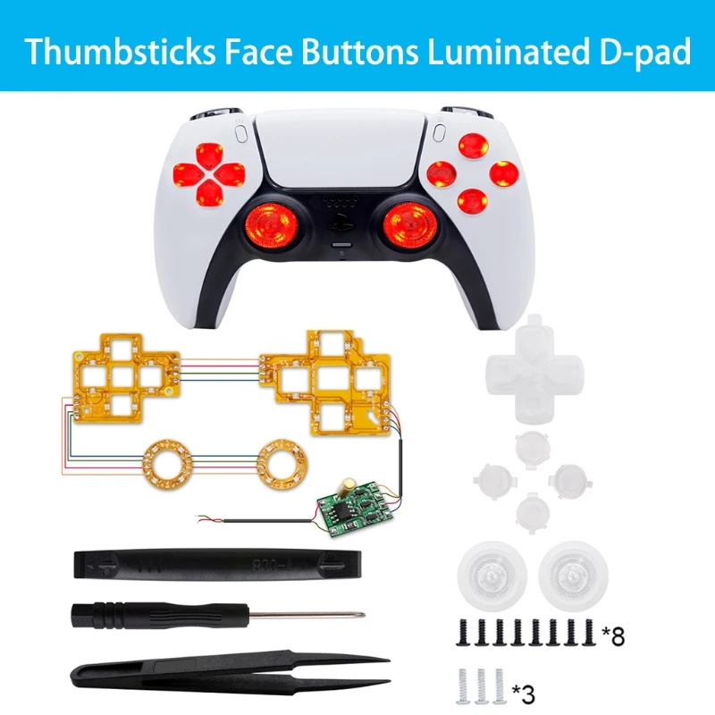 T21B For PS5 Thumbsticks Face Buttons Dtf Led Kit Share Option Home Face Buttons , 6 Colors LED Kit for PS5 Controller
T21B For PS5 Thumbsticks Face Buttons Dtf Led Kit Share Option Home Face Buttons , 6 Colors LED Kit for PS5 Controller