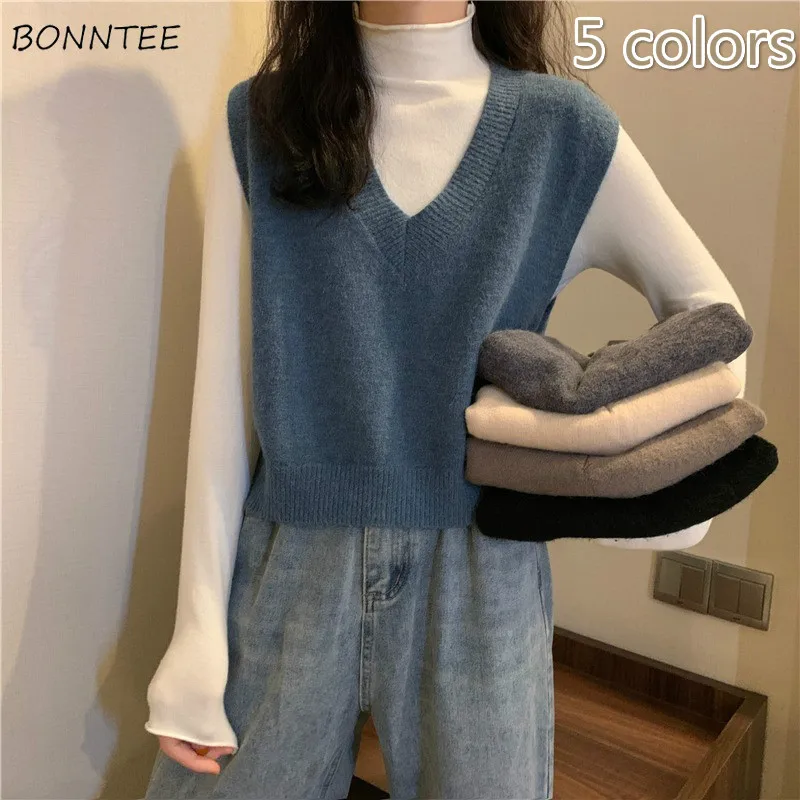 Sweater Vests Women 5 Colors Elegant Solid Korean Style Students Sleeveless Casual V-neck Outerwear Mujer Spring Preppy New Chic
Sweater Vests Women 5 Colors Elegant Solid Korean Style Students Sleeveless Casual V-neck Outerwear Mujer Spring Preppy New Chic