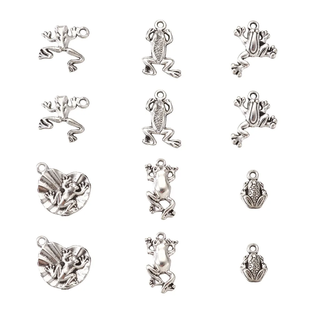 

120pcs Antique Silver Color Alloy Frog Shape Pendants Charms for DIY Handmade Tibetan Bracelet Jewelry Making Findings