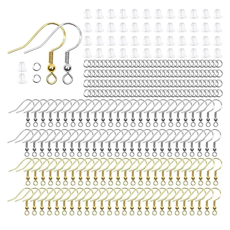 900Pcs Earring Making Supplies Kit with 300PCS Earring Hooks, 300 PCS Jump Rings and 300 PCS Soft Clear Earring Backs
900Pcs Earring Making Supplies Kit with 300PCS Earring Hooks, 300 PCS Jump Rings and 300 PCS Soft Clear Earring Backs