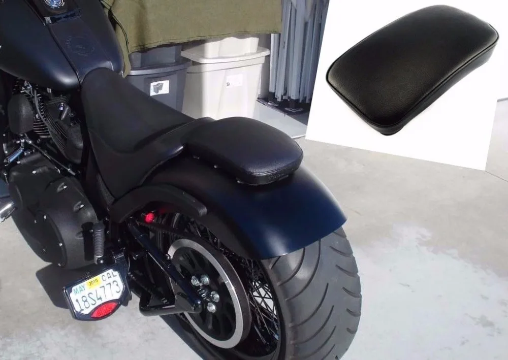 

8 Suction Cup Rectangular Pillion Passenger Pad Seat Black For Harley Custom Chopper Bobber Cruiser