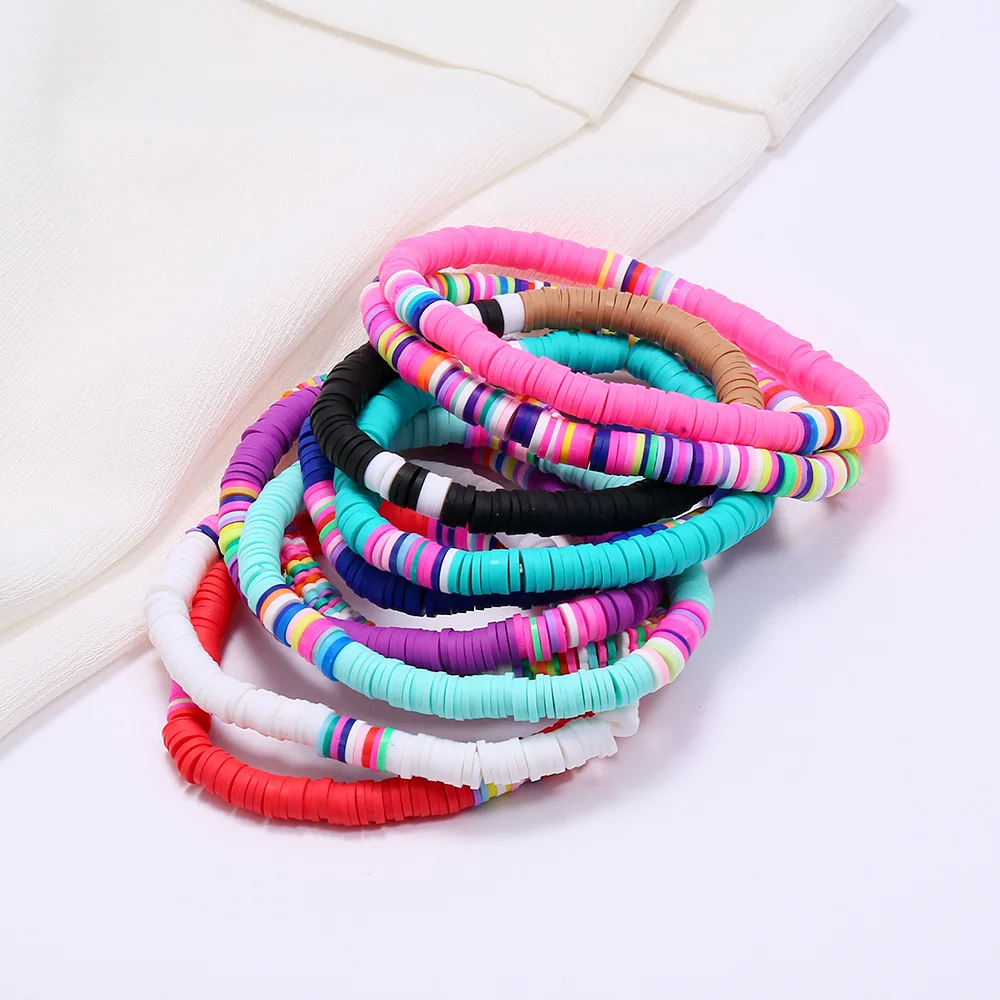 Bohemian Retro Simple Elastic Rope Bracelet Beach Bracelet Ladies Hand-Made Bracelet Multicolor Polymer Clay 6mm Bracelet 
Bohemian Retro Simple Elastic Rope Bracelet Beach Bracelet Ladies Hand-Made Bracelet Multicolor Polymer Clay 6mm Bracelet
