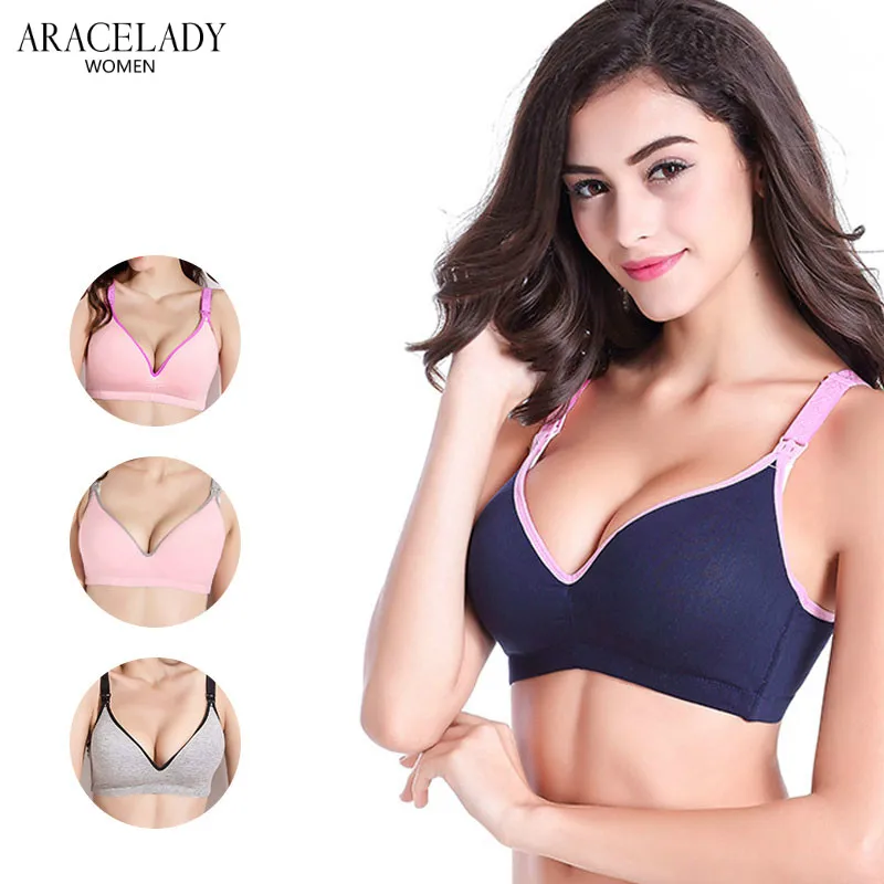 

Nursing bra for feeding pure cotton solid color comfortable bra for pregnant biustonosz do karmienia bielizna damska New 2019 XL